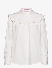 Scotch & Soda - Striped seasonal shirt with ruffled yoke detail - blūzes ar garām piedurknēm - antique white stripe - 0