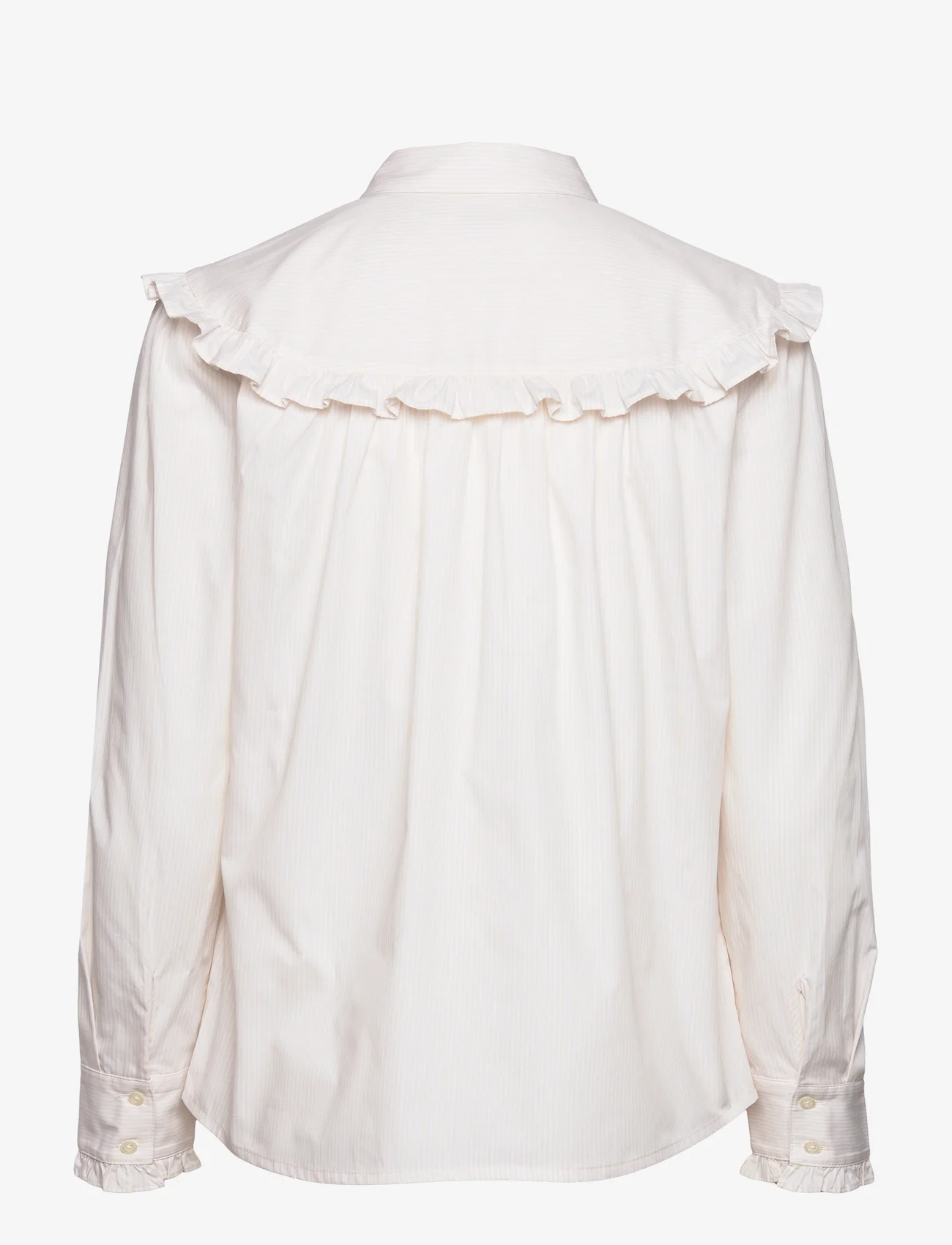 Scotch & Soda - Striped seasonal shirt with ruffled yoke detail - long-sleeved blouses - antique white stripe - 1