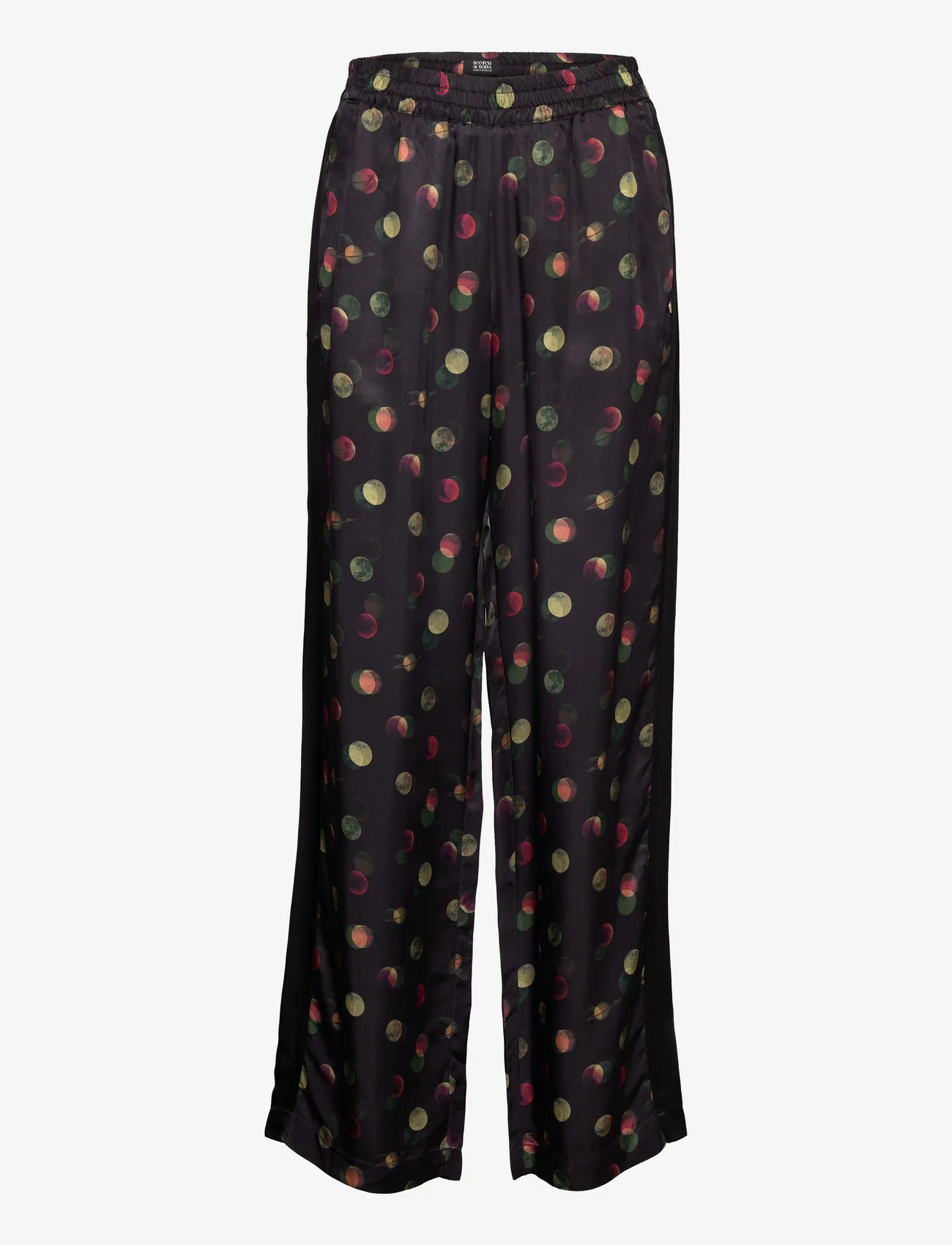 Scotch & Soda - Gia - Mid rise wide leg printed elasticated trousers - straight leg trousers - planets - 0