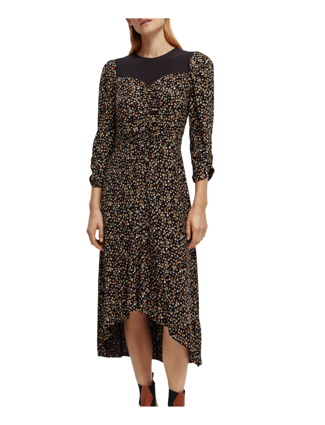 Scotch Soda Dress With Gathers And Hi Low Hem Midi dresses