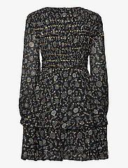 Scotch & Soda - Long sleeved lurex jacquard ruffle dress with V-neck - kurze kleider - planetary icons - 1