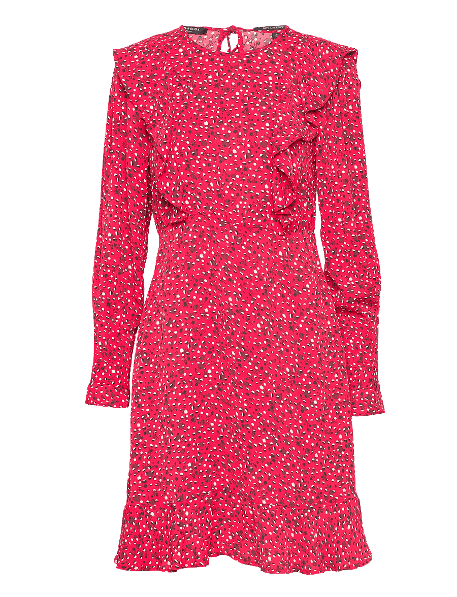 Scotch & Soda - Ruffled hem mini dress - minikleidid - space floral electric red - 1