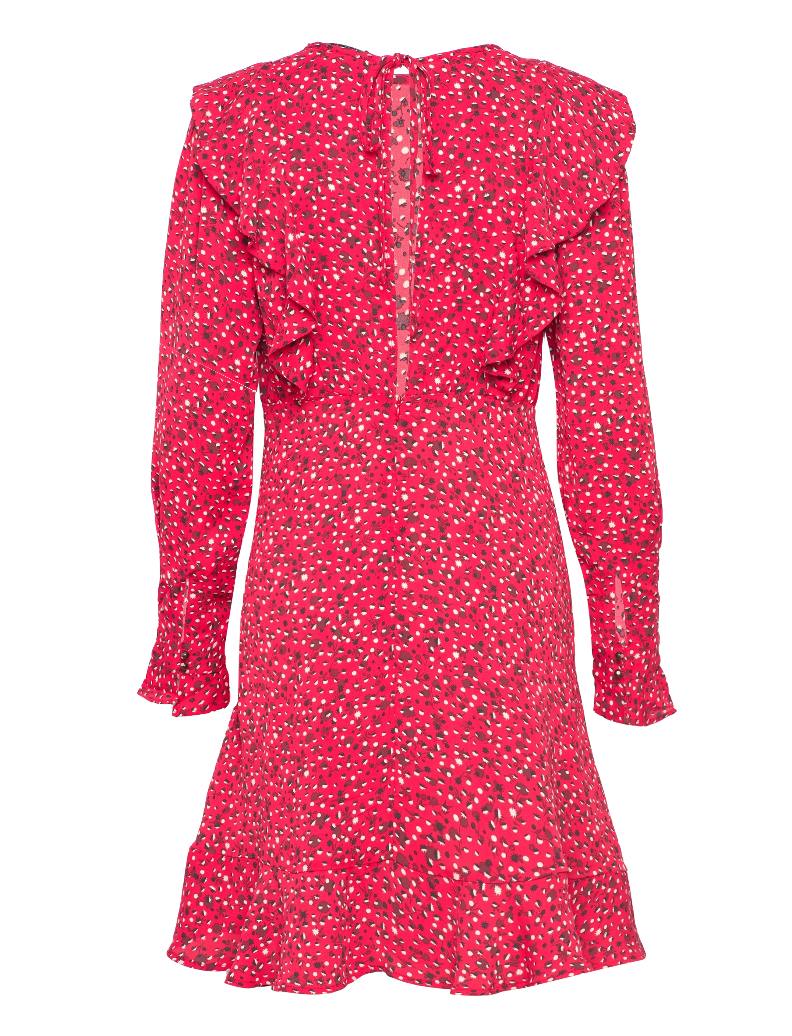 Scotch & Soda - Ruffled hem mini dress - korta klänningar - space floral electric red - 2