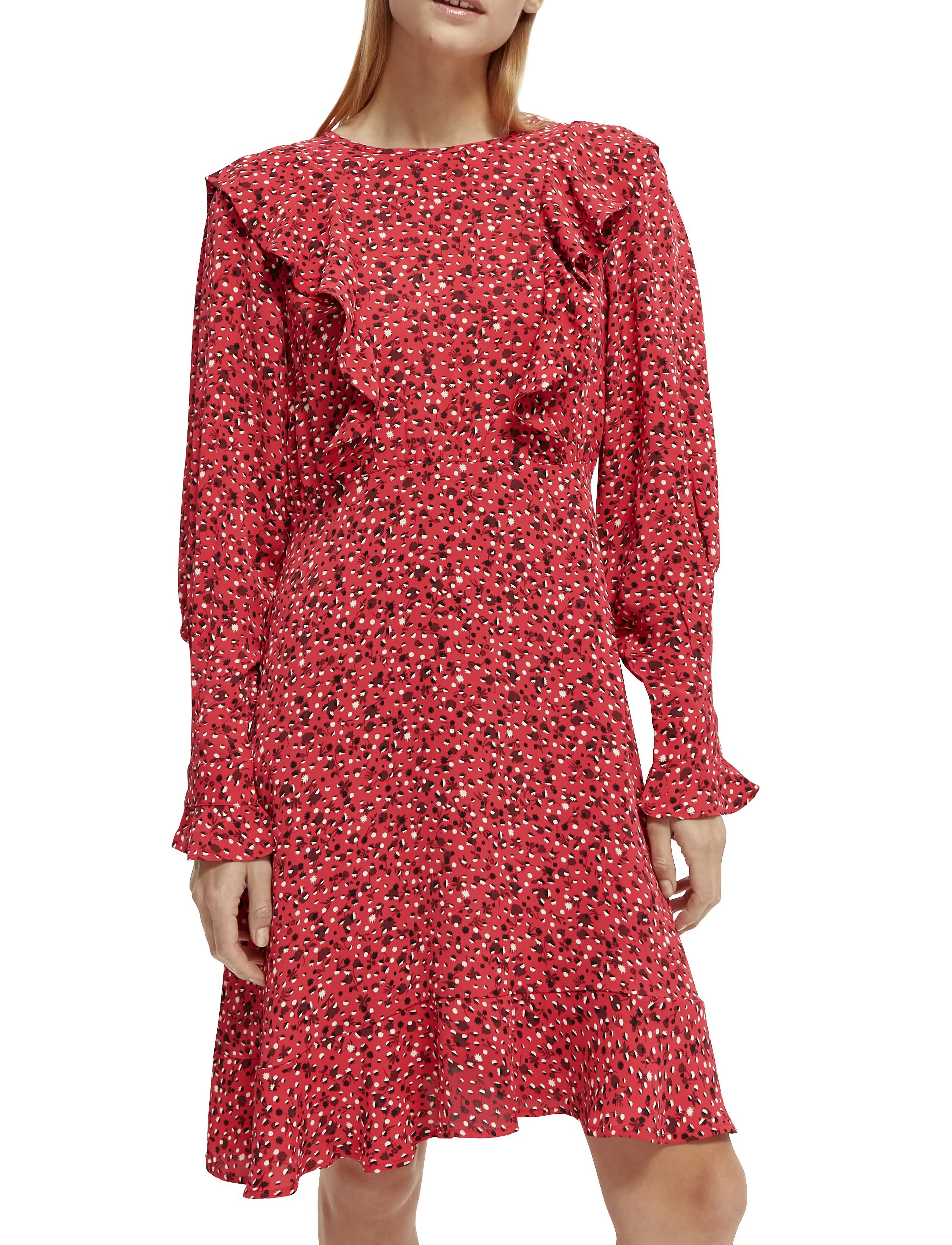 Scotch & Soda Ruffled Hem Mini Dress, S, Dresses, Rosa - Short Frauen