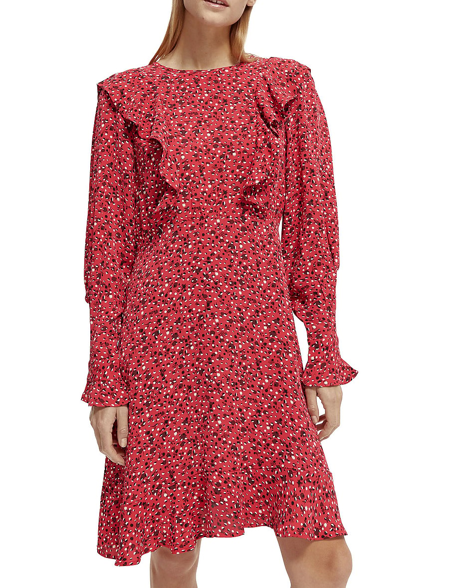 Scotch & Soda - Ruffled hem mini dress - minikleidid - space floral electric red - 0