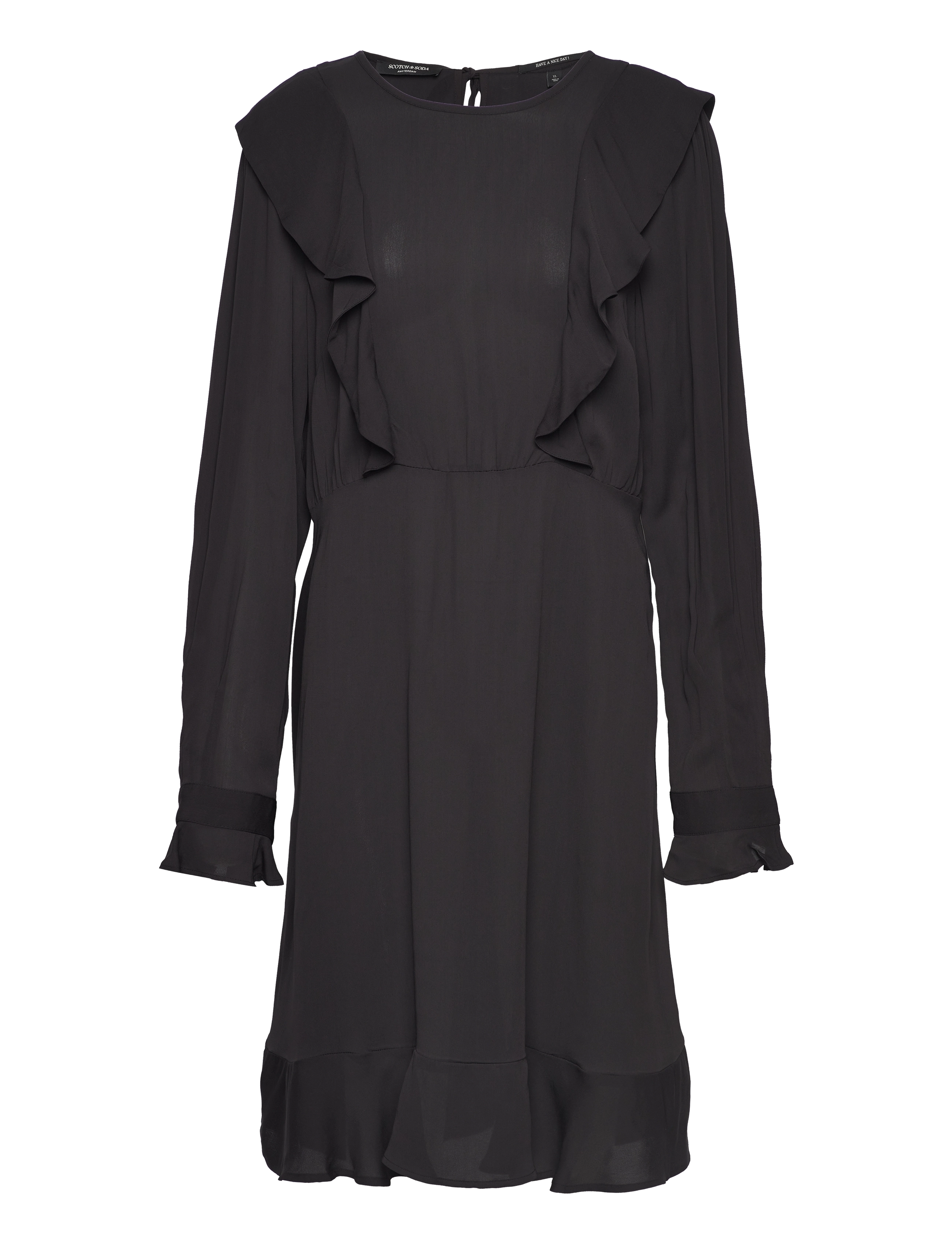 SCOTCH & SODA Ruffled Hem Mini Kleid Schwarz - M - Damen