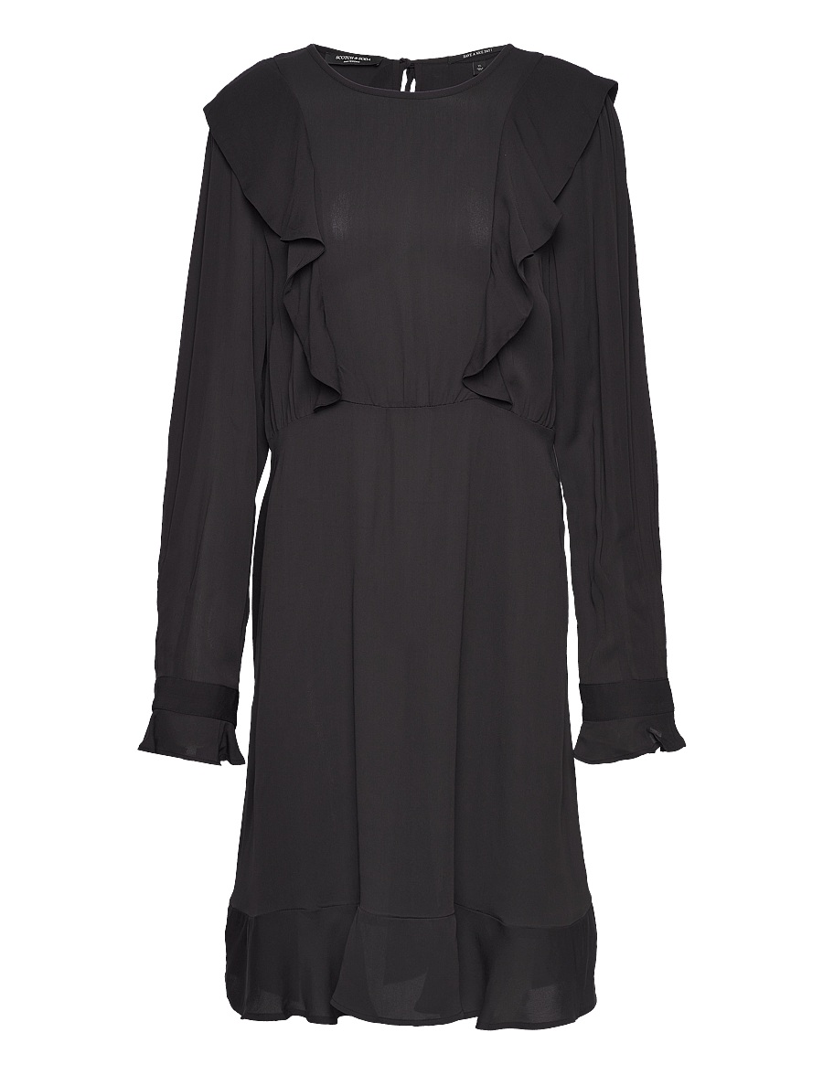 Scotch & Soda - Ruffled hem mini dress - short dresses - black sky - 1