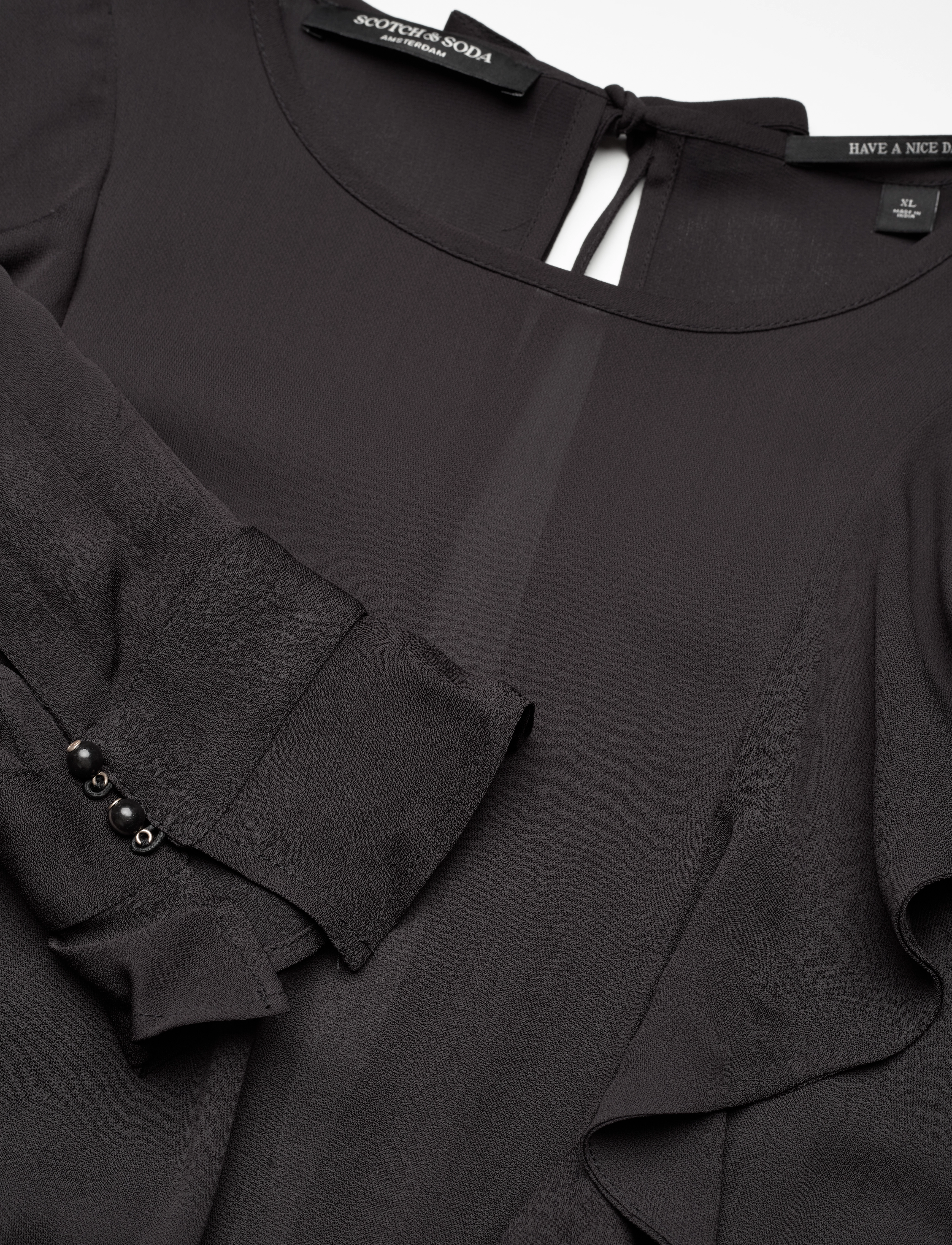 Scotch & Soda - Ruffled hem mini dress - korte kjoler - black sky - 3