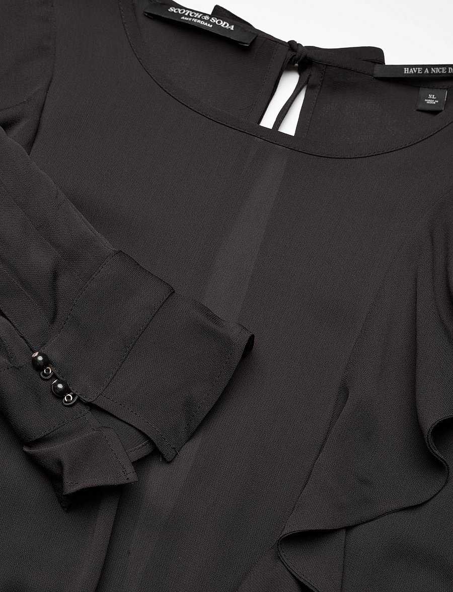 Scotch & Soda - Ruffled hem mini dress - short dresses - black sky - 3