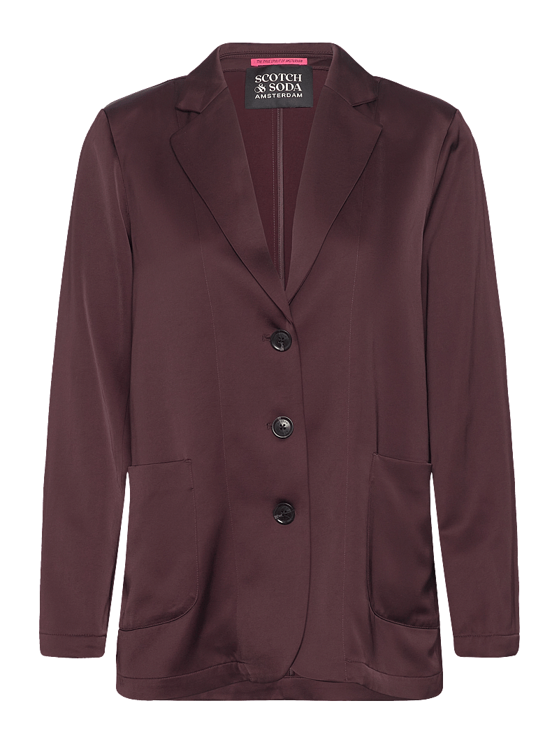 Scotch & Soda - SB satin blazer - einreihige blazer - dark bordeaux - 0