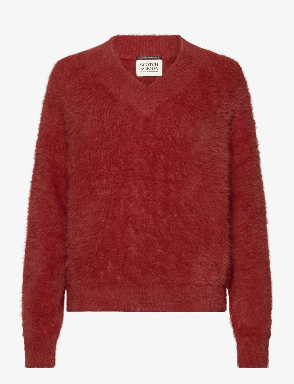 Scotch & Soda - Fluffy V-neck relaxed pullover - stickade tröjor - rust - 0