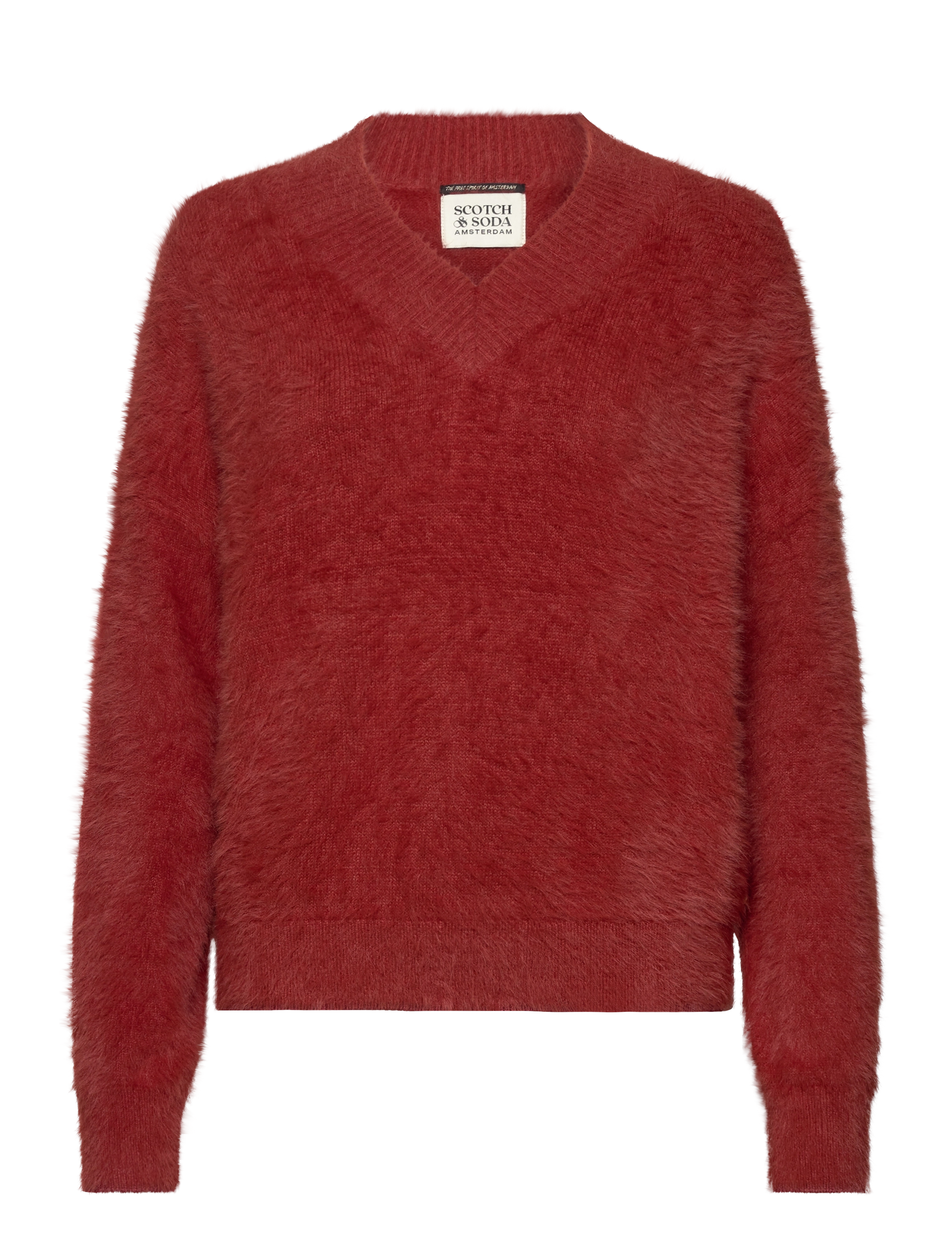 Scotch & Soda Fluffy V-neck relaxed pullover - Trøjer - RUST / red
