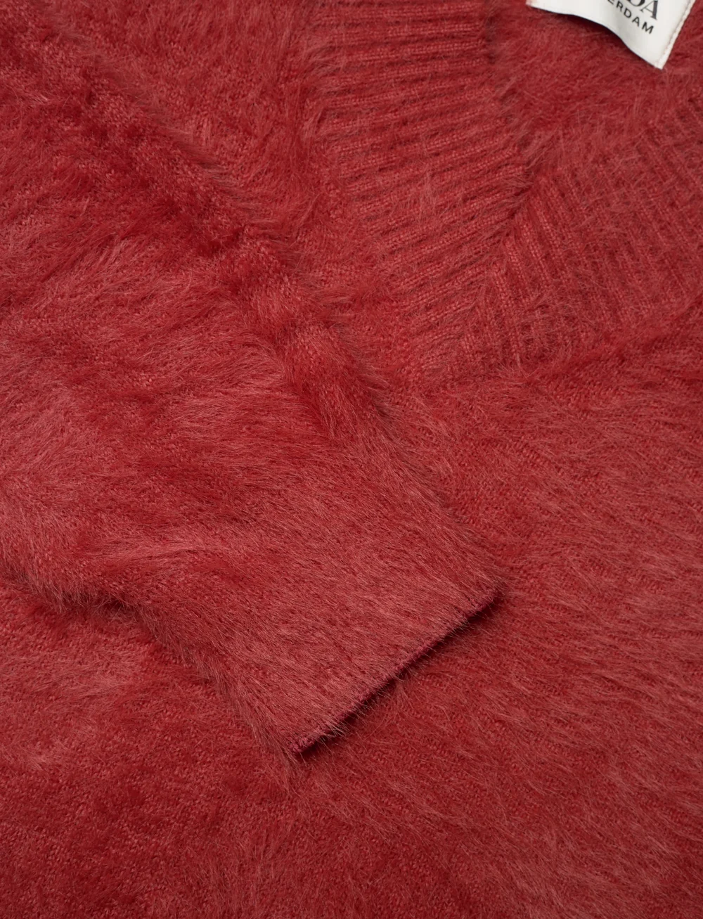 Scotch & Soda - Fluffy V-neck relaxed pullover - stickade tröjor - rust - 2