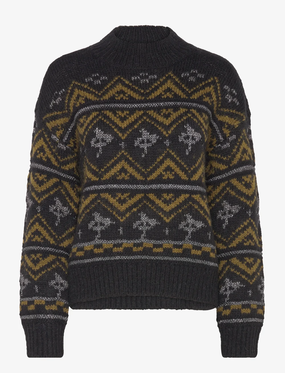 Scotch & Soda - Metallic Fair Isle pullover - stickade tröjor - evening black - 0