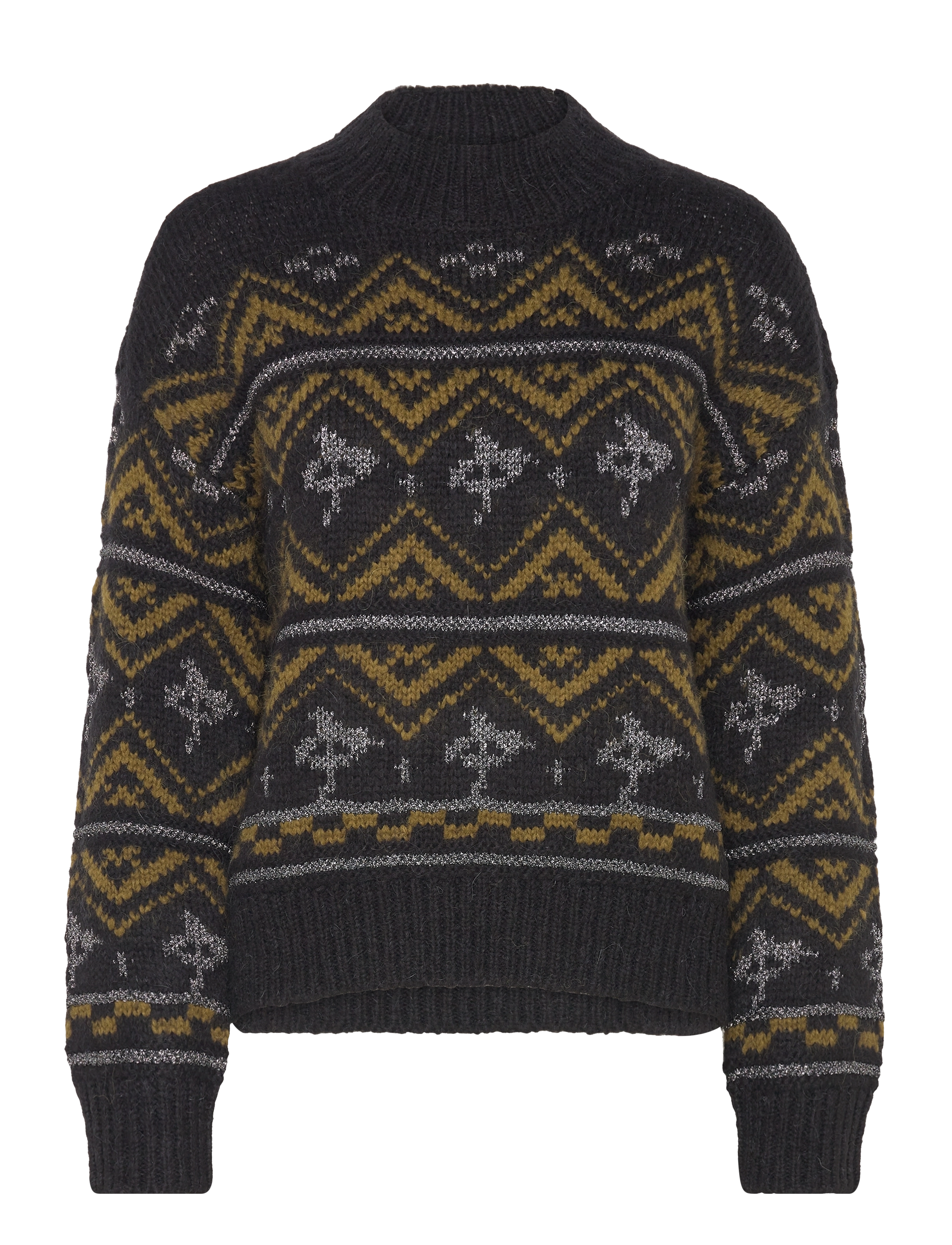 Scotch & Soda Metallic Fair Isle pullover - Trøjer - EVENING BLACK / black
