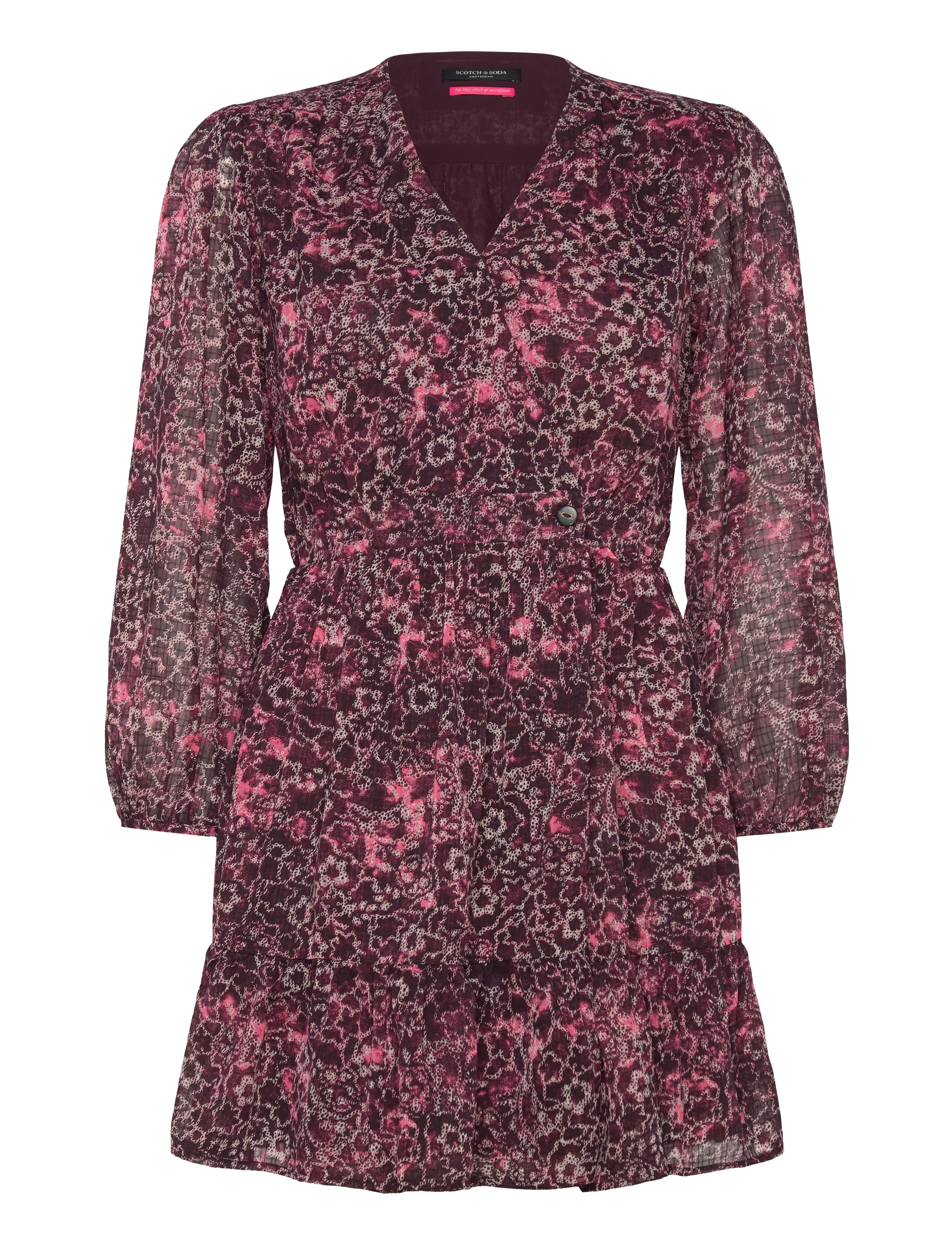 Scotch & Soda Mini wrap dress - Scotch & Soda - SHIBORI FLORAL PINK / pink/rose
