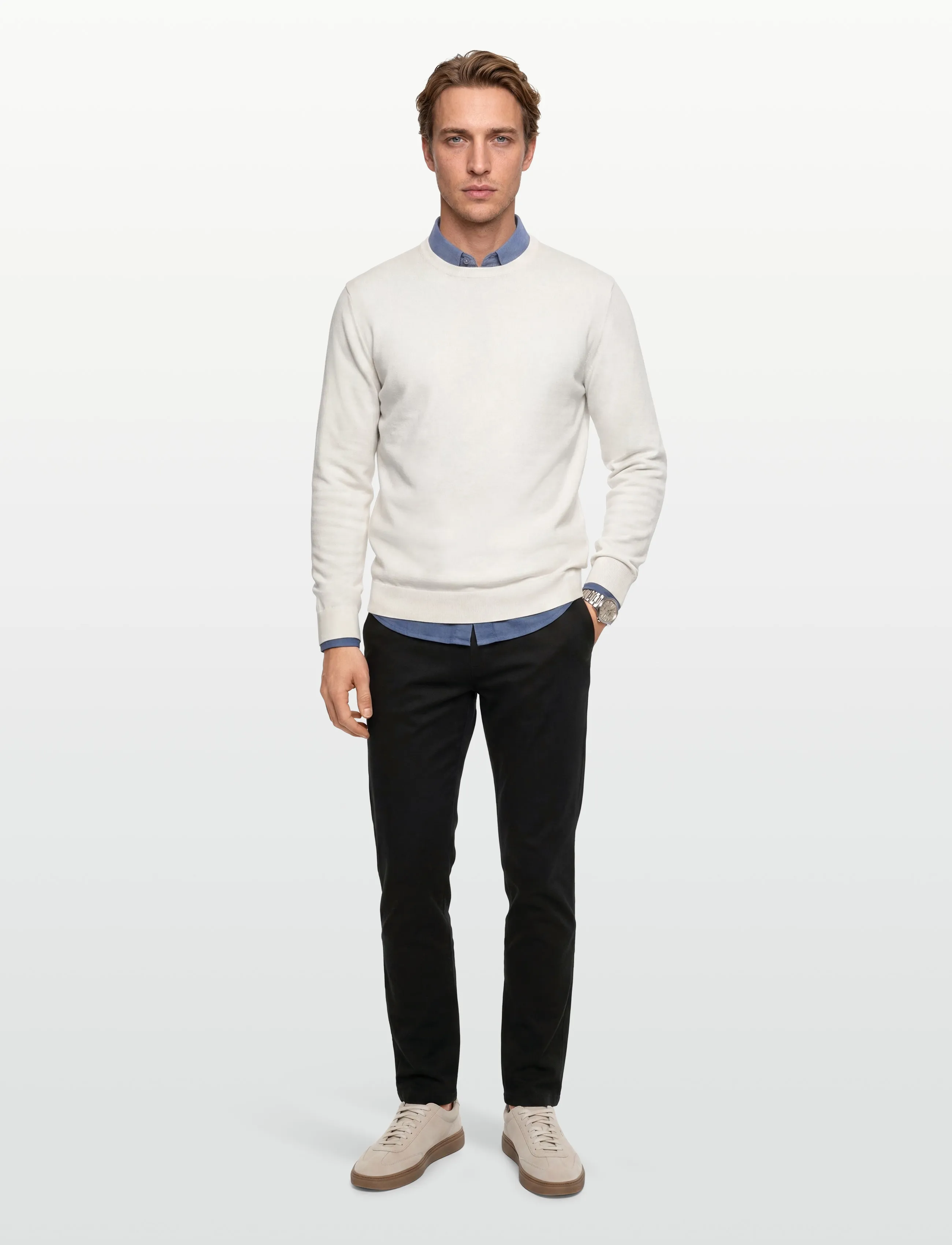 Scotch & Soda Core - Stuart - Stretch Cotton Chino, 34 x 32, Black, Bukser > Chinos, Herre