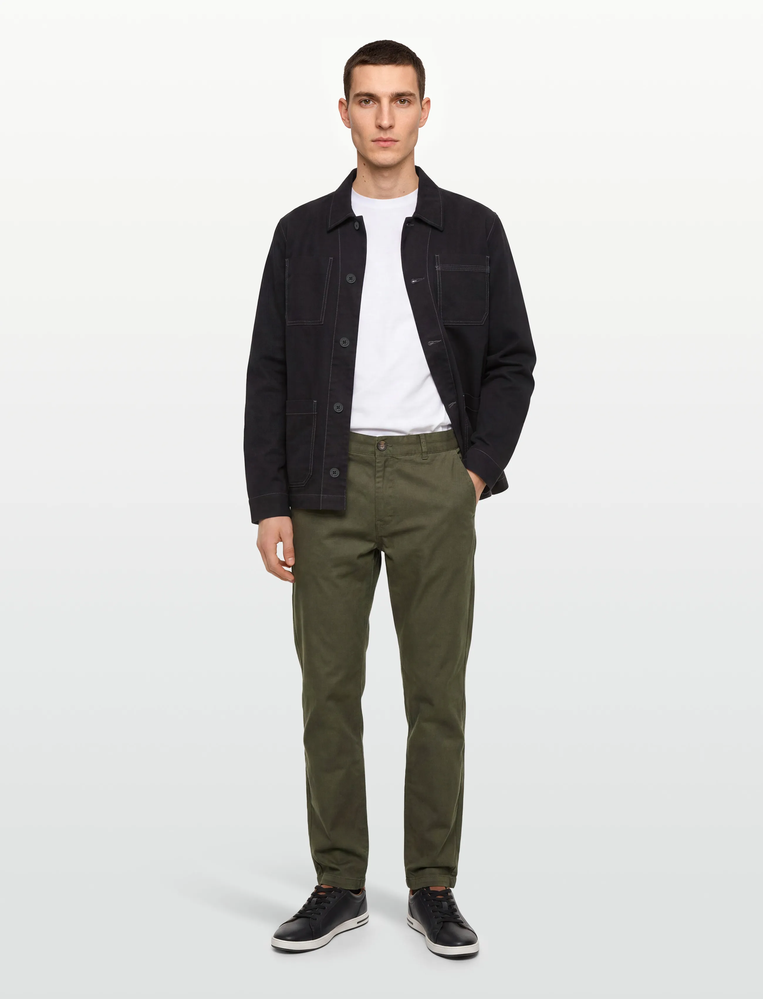 Scotch & Soda Core Stuart Stretch Cotton Chino, 36 x 32, Trousers, Khakigrün - Chinos, Männerswear
