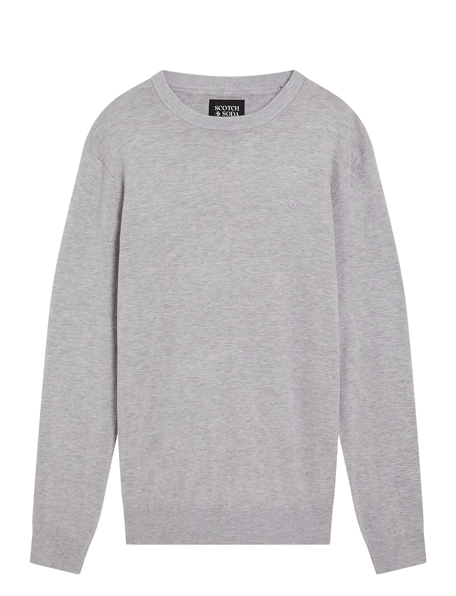 Scotch & Soda - CORE Viscose Pullover Crewneck - round necks - grey melange - 1