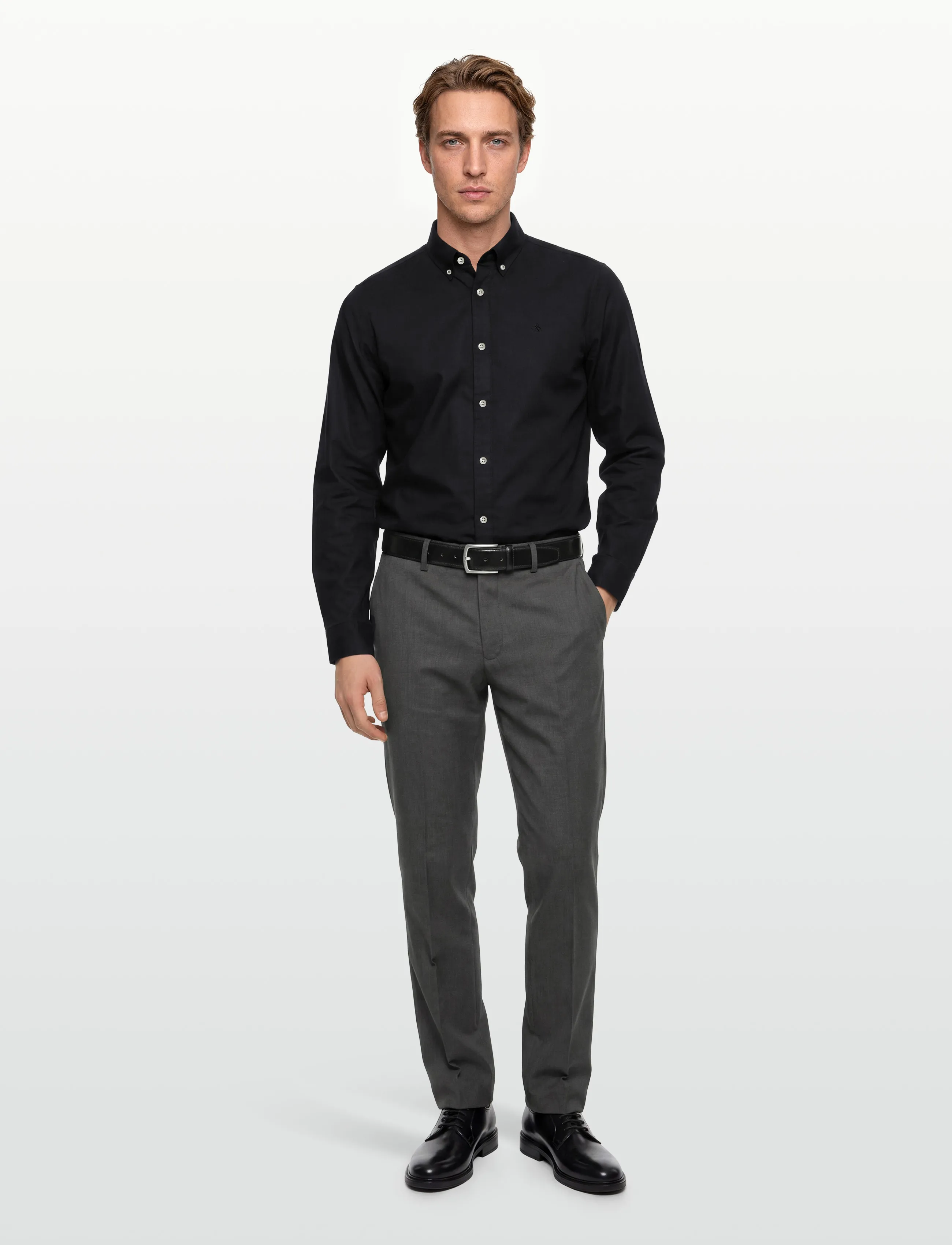 Scotch & Soda Core - Oxford Solid, L, Black, Skjorter > Business, Herre