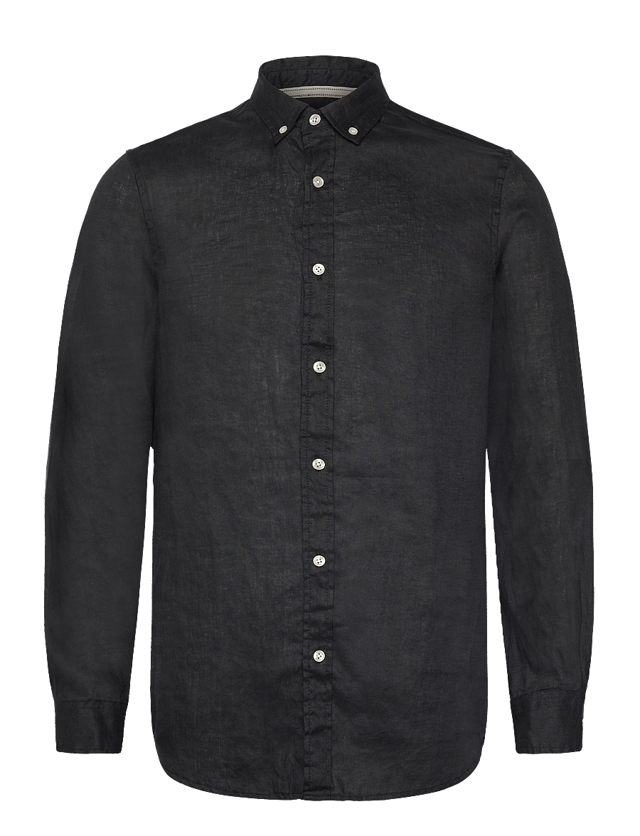 Scotch & Soda - CORE Linen Shirt ls Buttondown - hørskjorter - black - 0
