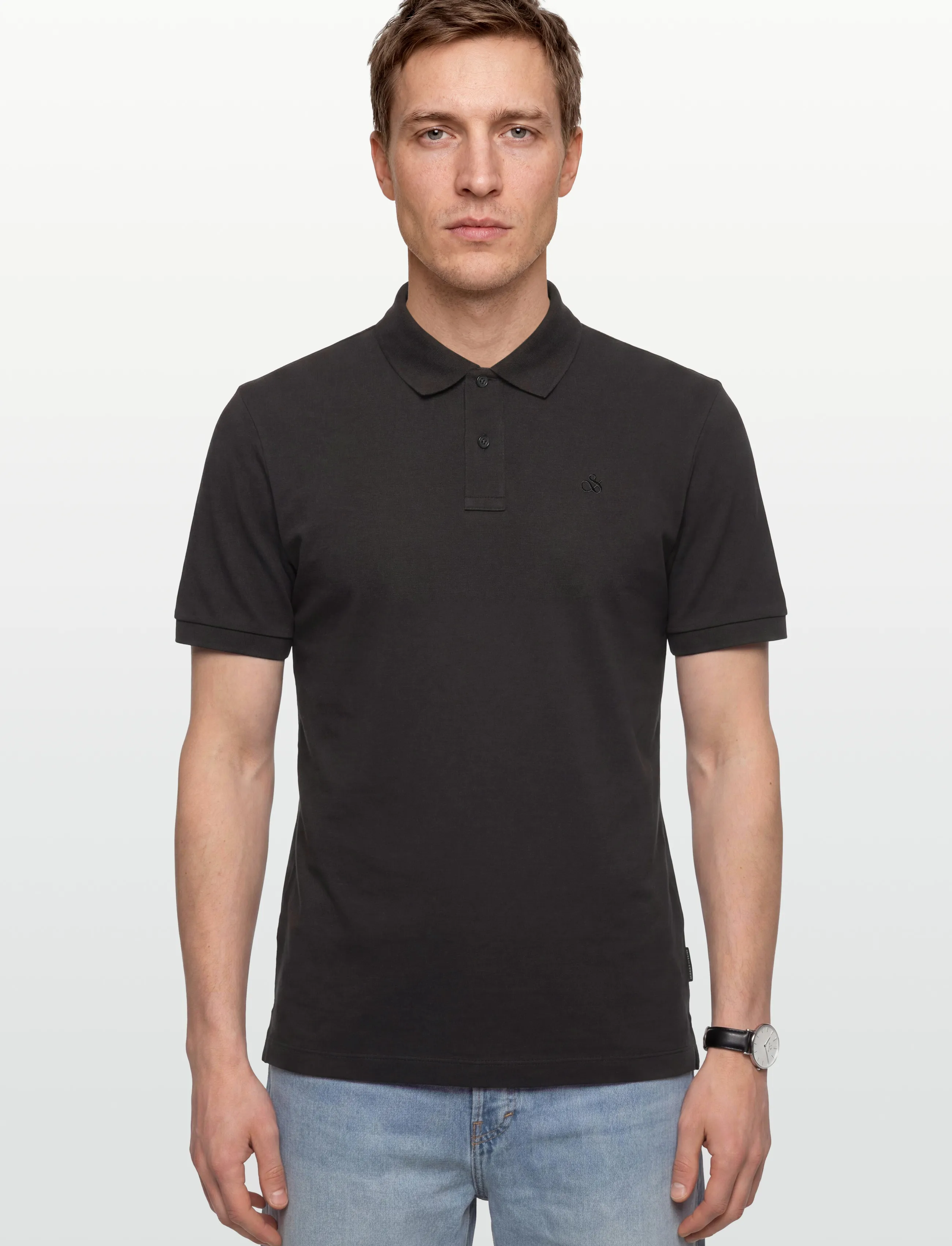 Scotch & Soda - CORE Logo Pique Polo - kortærmede poloer - black - 3