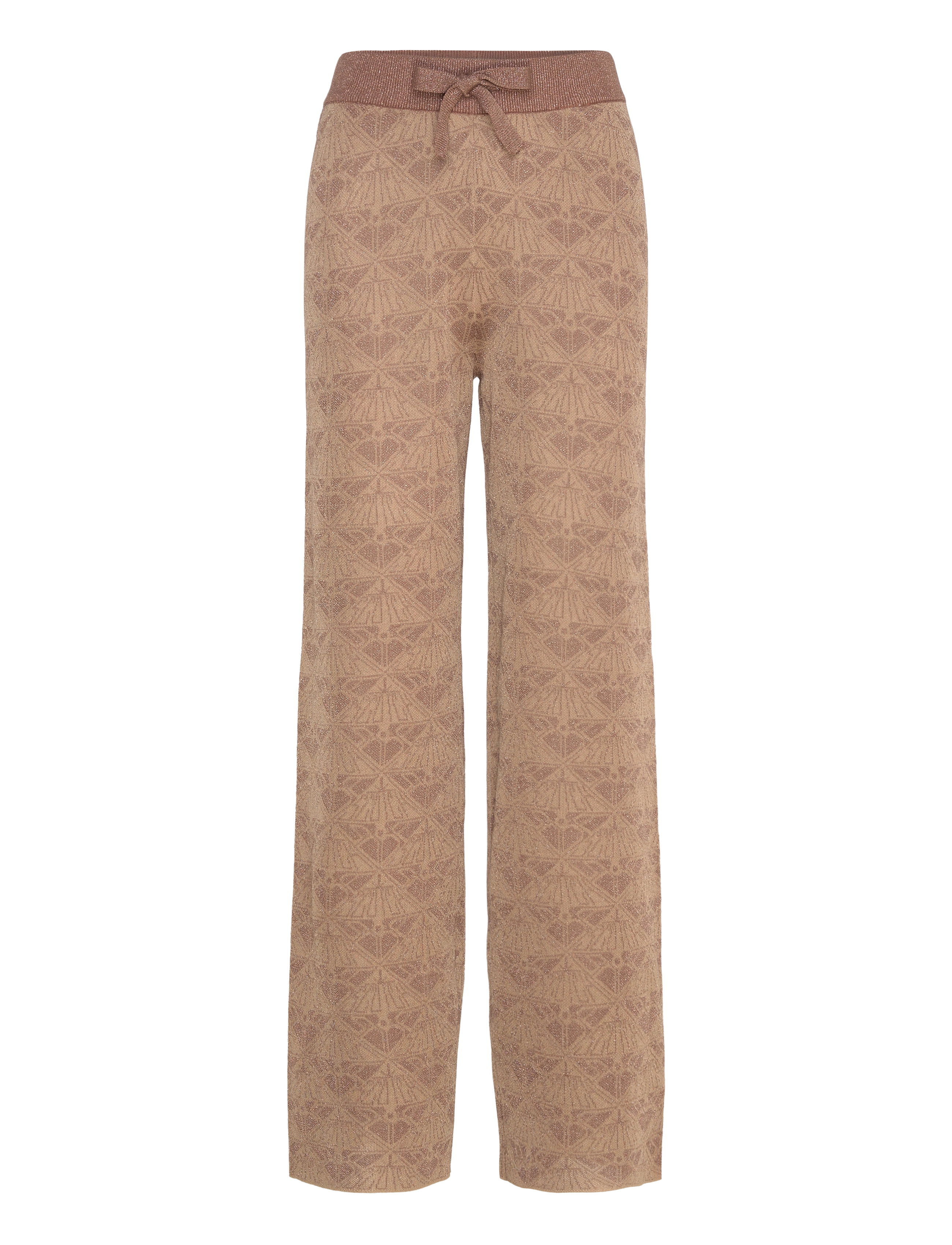 Scotch & Soda Monogram Jacquard Knitted Trousers, XS, Brown, Bukser > Lige Ben, Dame