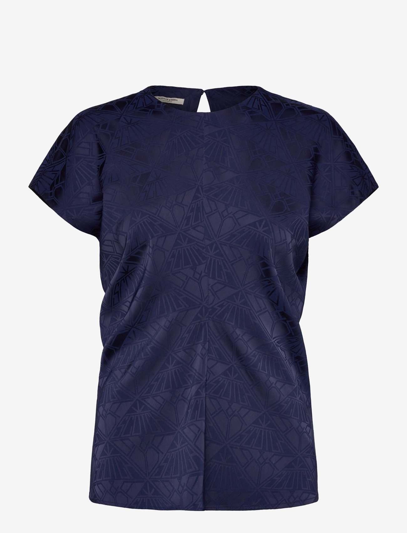 Scotch & Soda - Satin Jacquard Top - t-shirts - navy - 0
