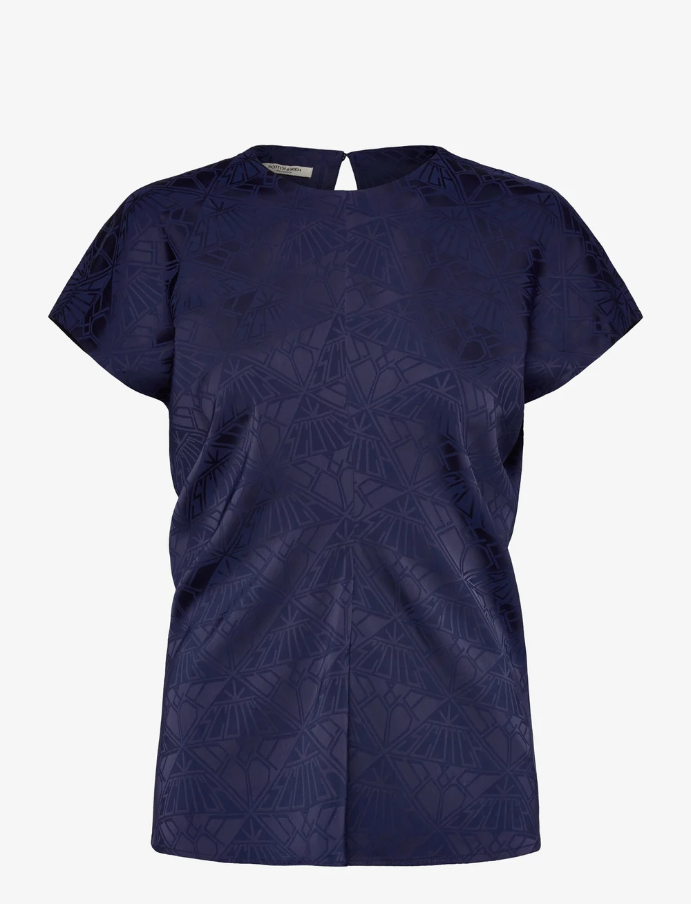 Scotch & Soda - Satin Jacquard Top - t-shirts - navy - 0