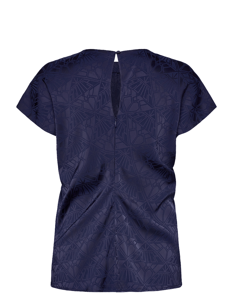 Scotch & Soda - Satin Jacquard Top - t-shirts - navy - 1