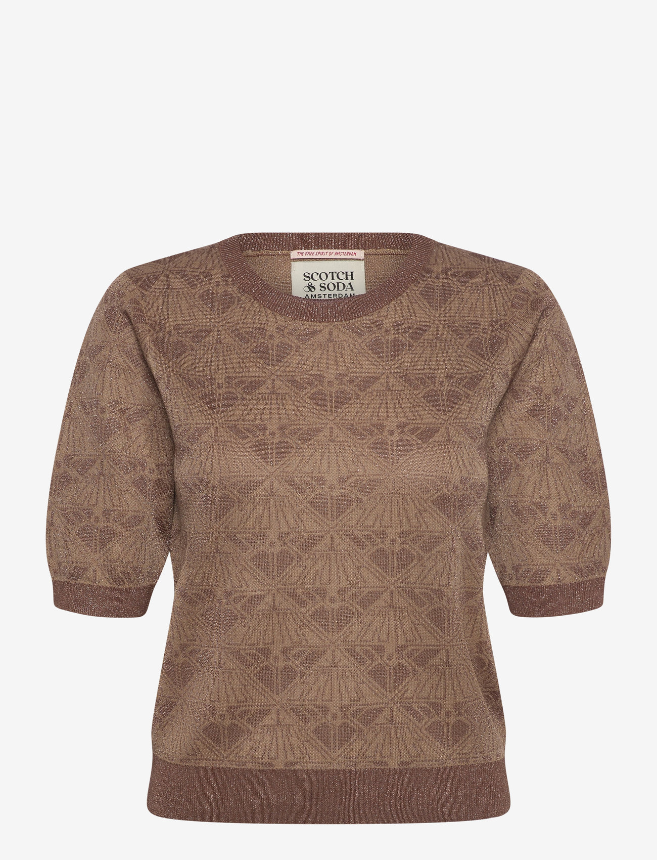 Scotch & Soda - Monogram jacquard cropped pullover - sügisesed riided - desert sand - 0