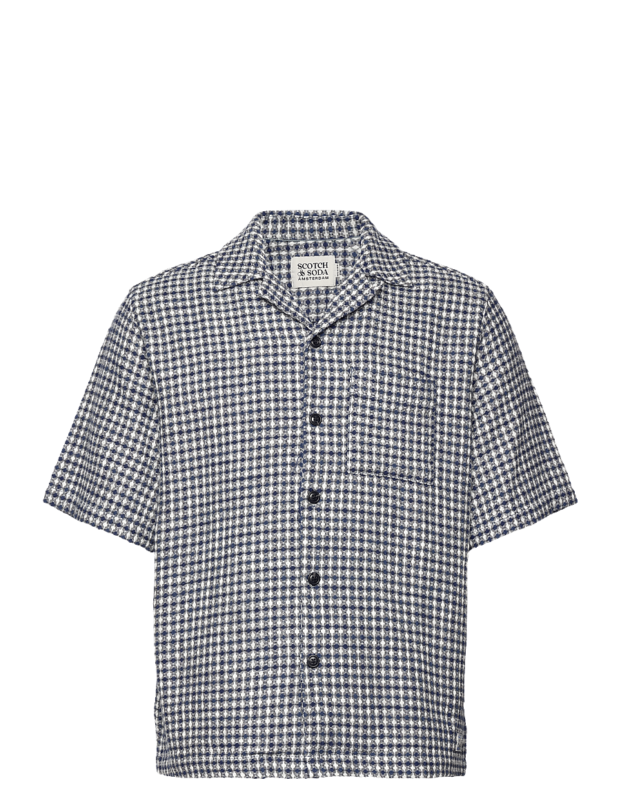 Scotch & Soda - Relaxed Fit Short Sleeve Jacquard Shirt - blue diamond - 0
