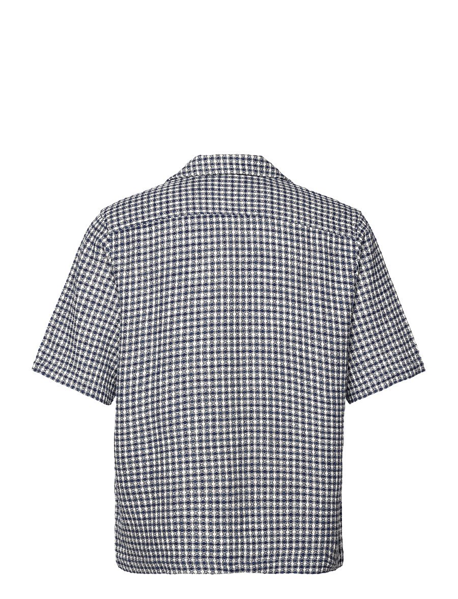 Scotch & Soda - Relaxed Fit Short Sleeve Jacquard Shirt - blue diamond - 1