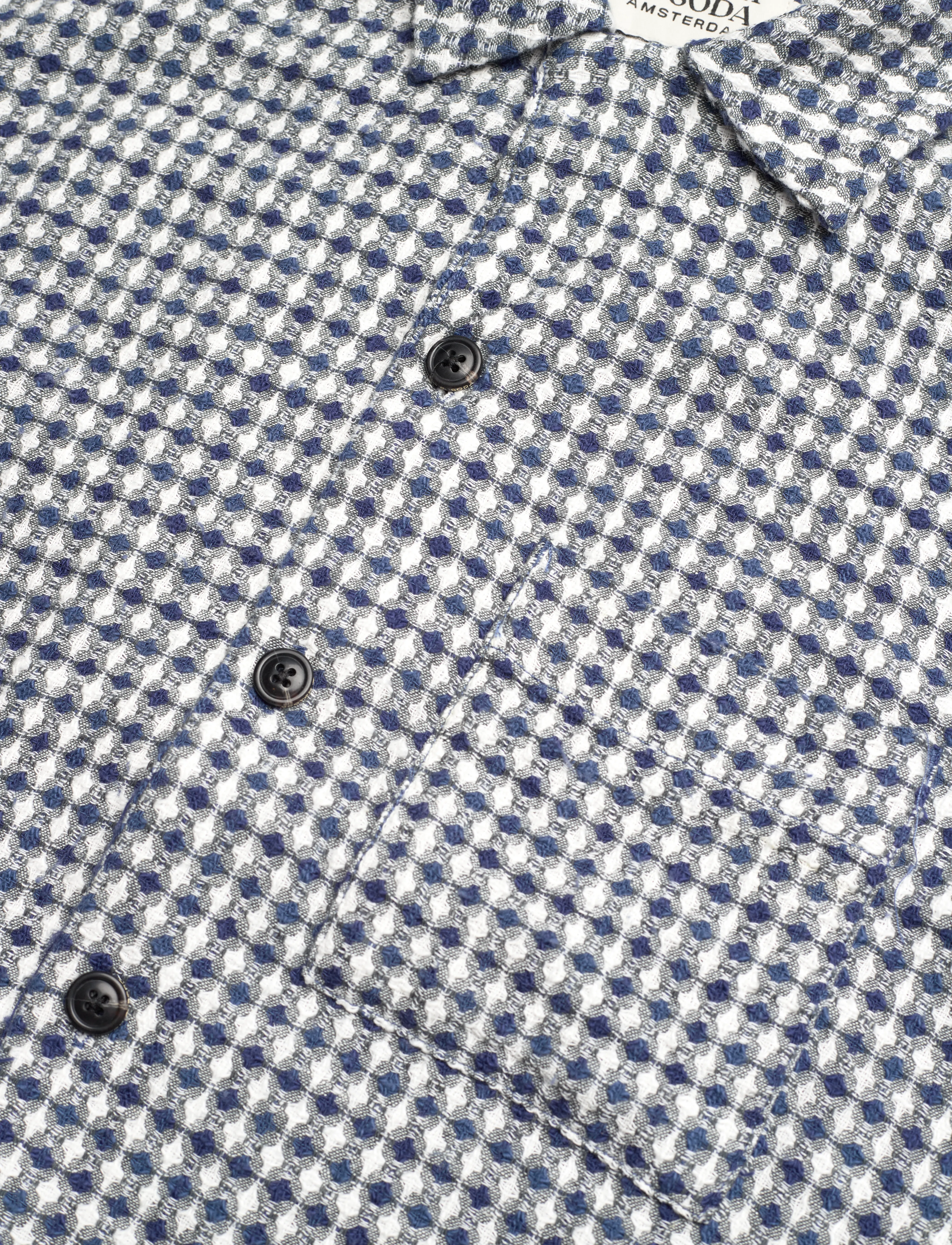 Scotch & Soda - Relaxed Fit Short Sleeve Jacquard Shirt - blue diamond - 3