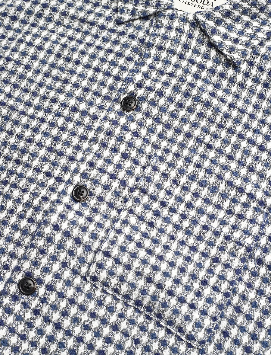 Scotch & Soda - Relaxed Fit Short Sleeve Jacquard Shirt - blue diamond - 3