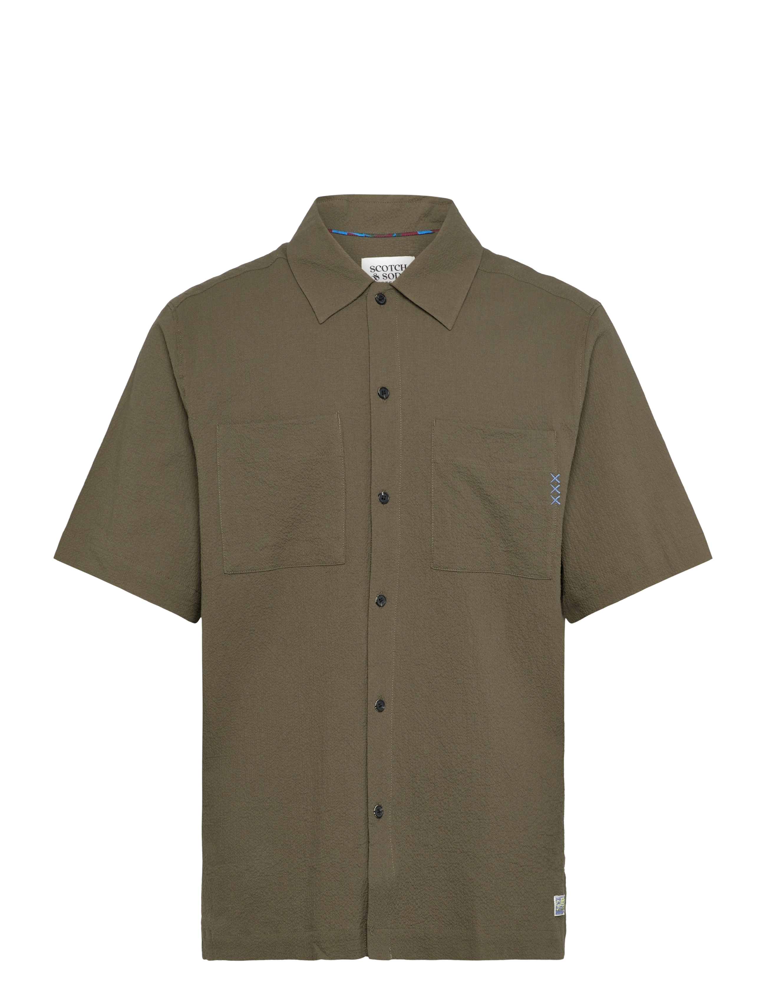 SCOTCH & SODA Relaxed Fit Kurz Sleeve Seersucker Shirt Grün - S - Herren