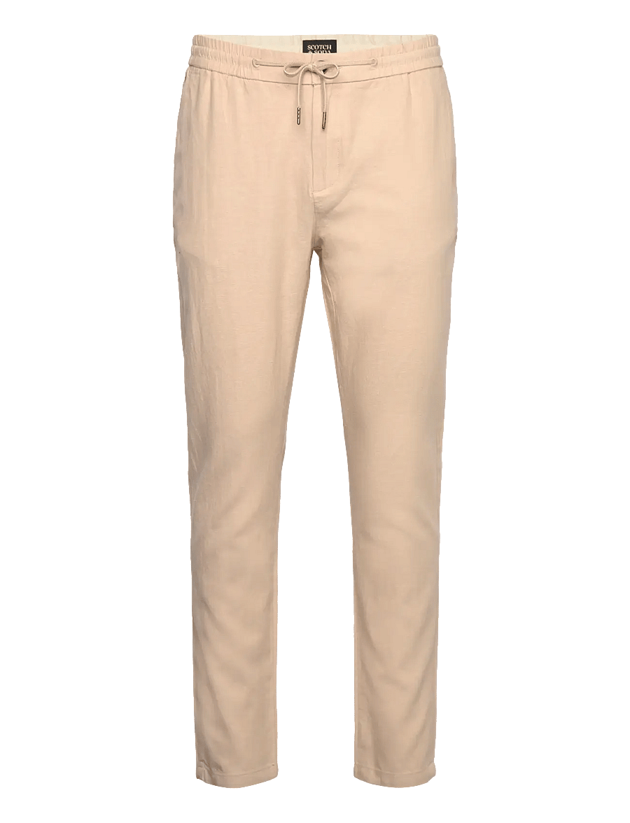 Scotch & Soda - Seasonal core - Warren cotton-linen twill jogger - soft camel - 0