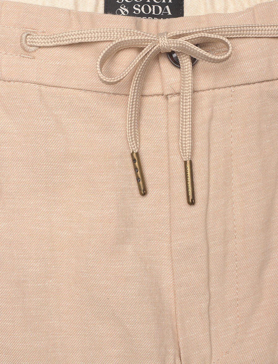 Scotch & Soda - Seasonal core - Warren cotton-linen twill jogger - soft camel - 3