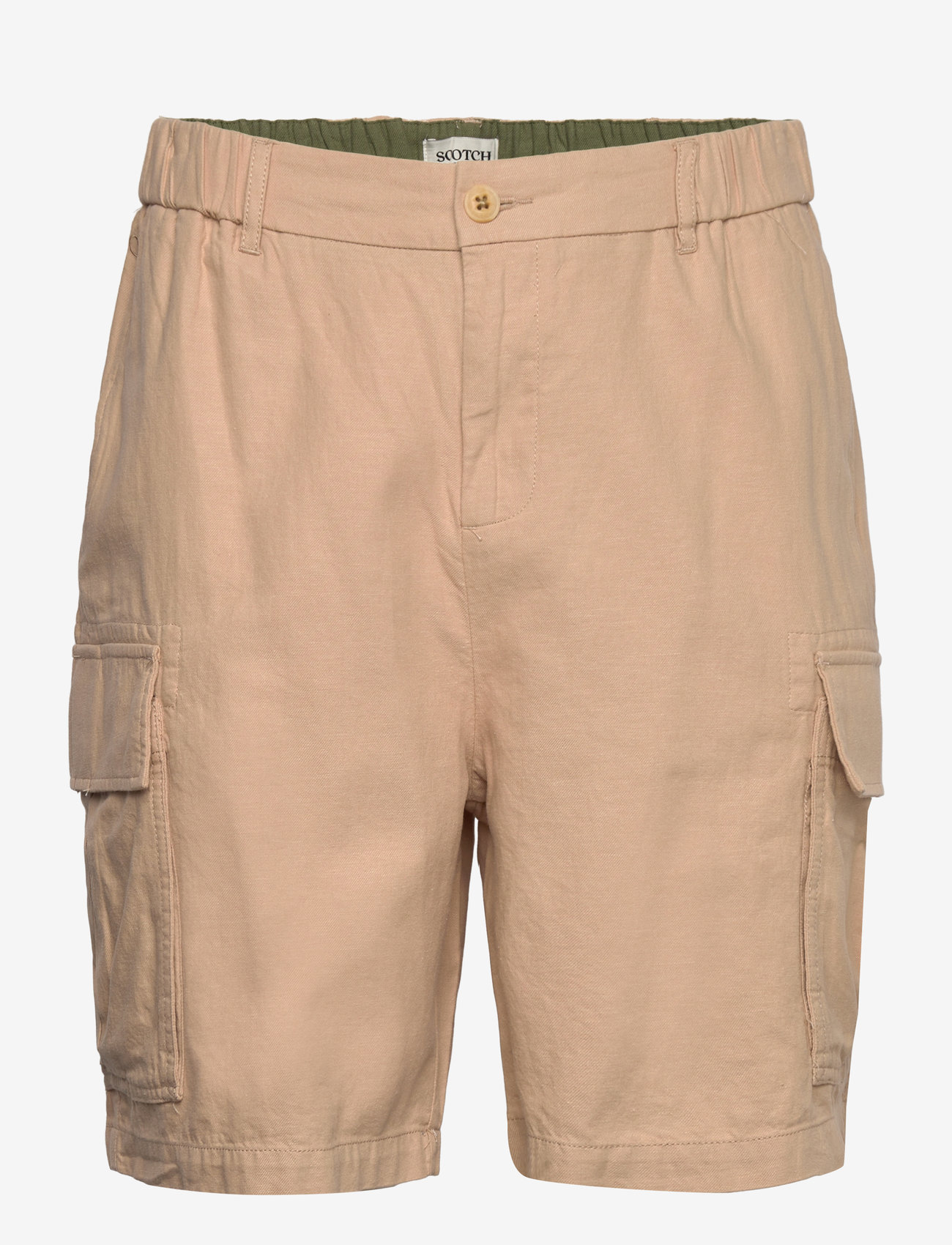 Scotch & Soda - Cotton-linen relaxed fit cargo short - hørshorts - soft camel - 0