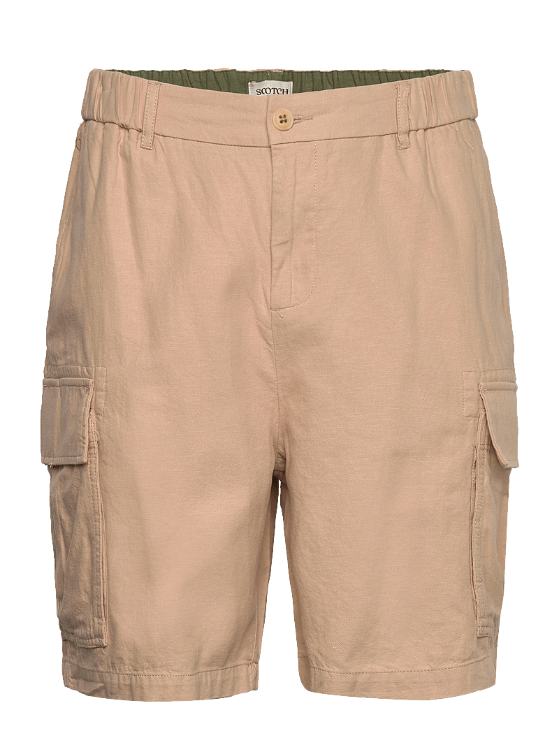 Scotch & Soda - Cotton-linen relaxed fit cargo short - leinen-shorts - soft camel - 0