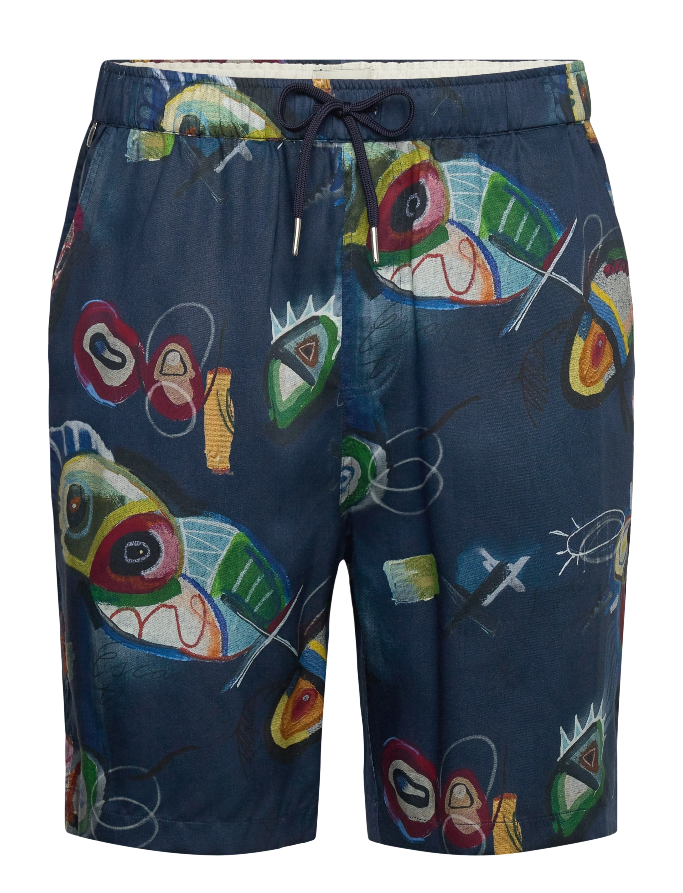 Scotch & Soda Fave - Relaxed Fit Printed Tencel Bermuda Short, 34, Navy, Shorts > Afslappet, Herre