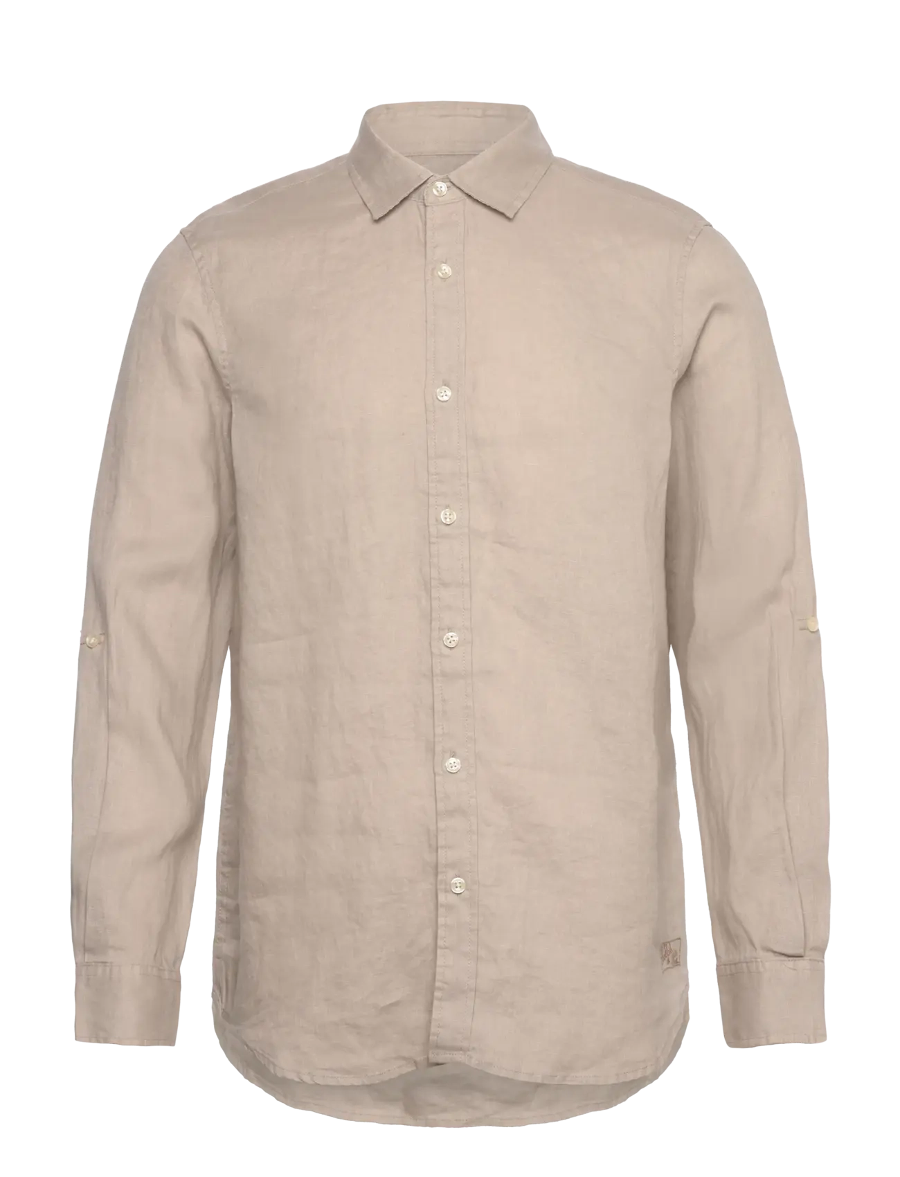 Scotch & Soda Seasonal core - Regular fit linen shirt - Särgid - HIGHWAY GREY / beige