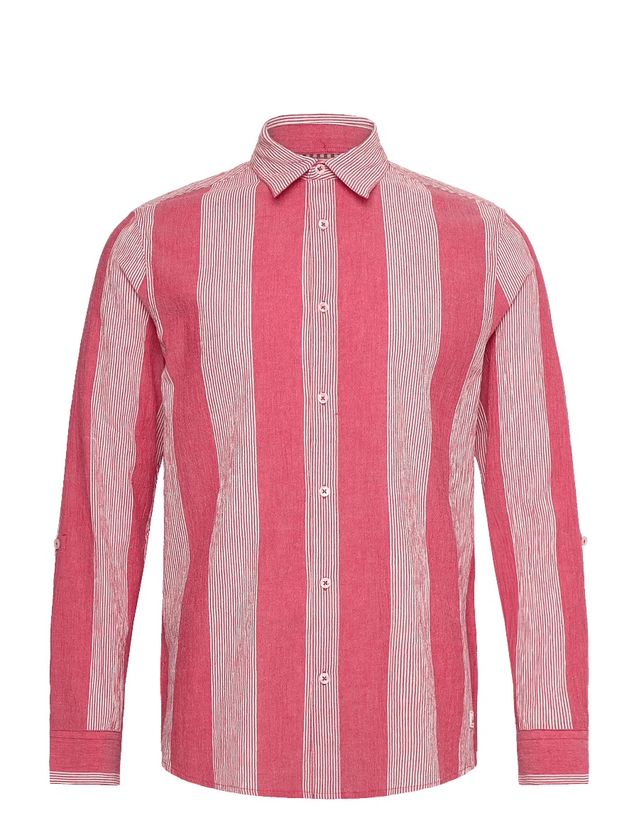 Scotch & Soda - Crinkled-stripe regular fit shirt - gestreifte hemden - roadside red stripe - 0