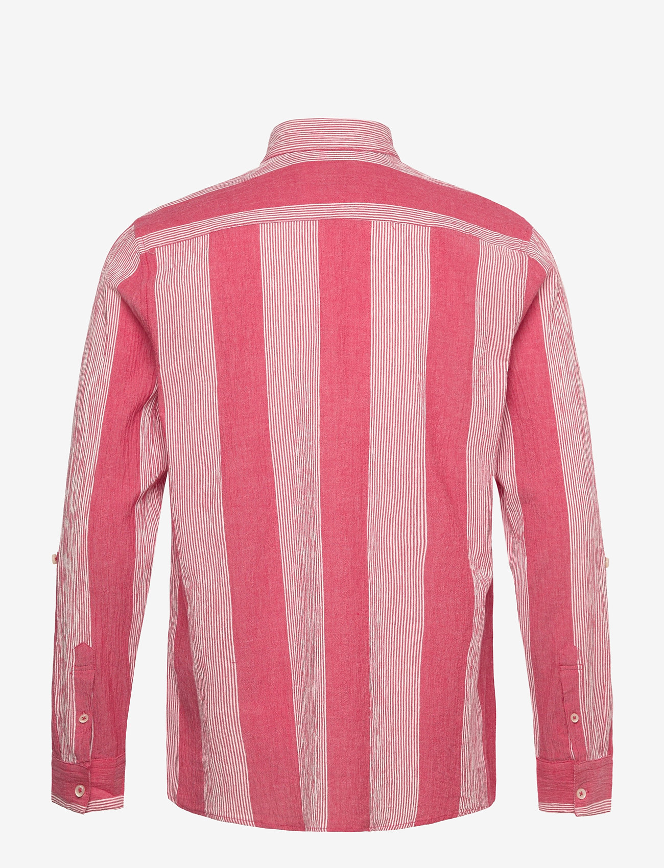 Scotch & Soda - Crinkled-stripe regular fit shirt - striped shirts - roadside red stripe - 1