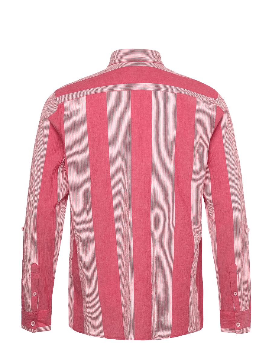 Scotch & Soda - Crinkled-stripe regular fit shirt - gestreifte hemden - roadside red stripe - 1