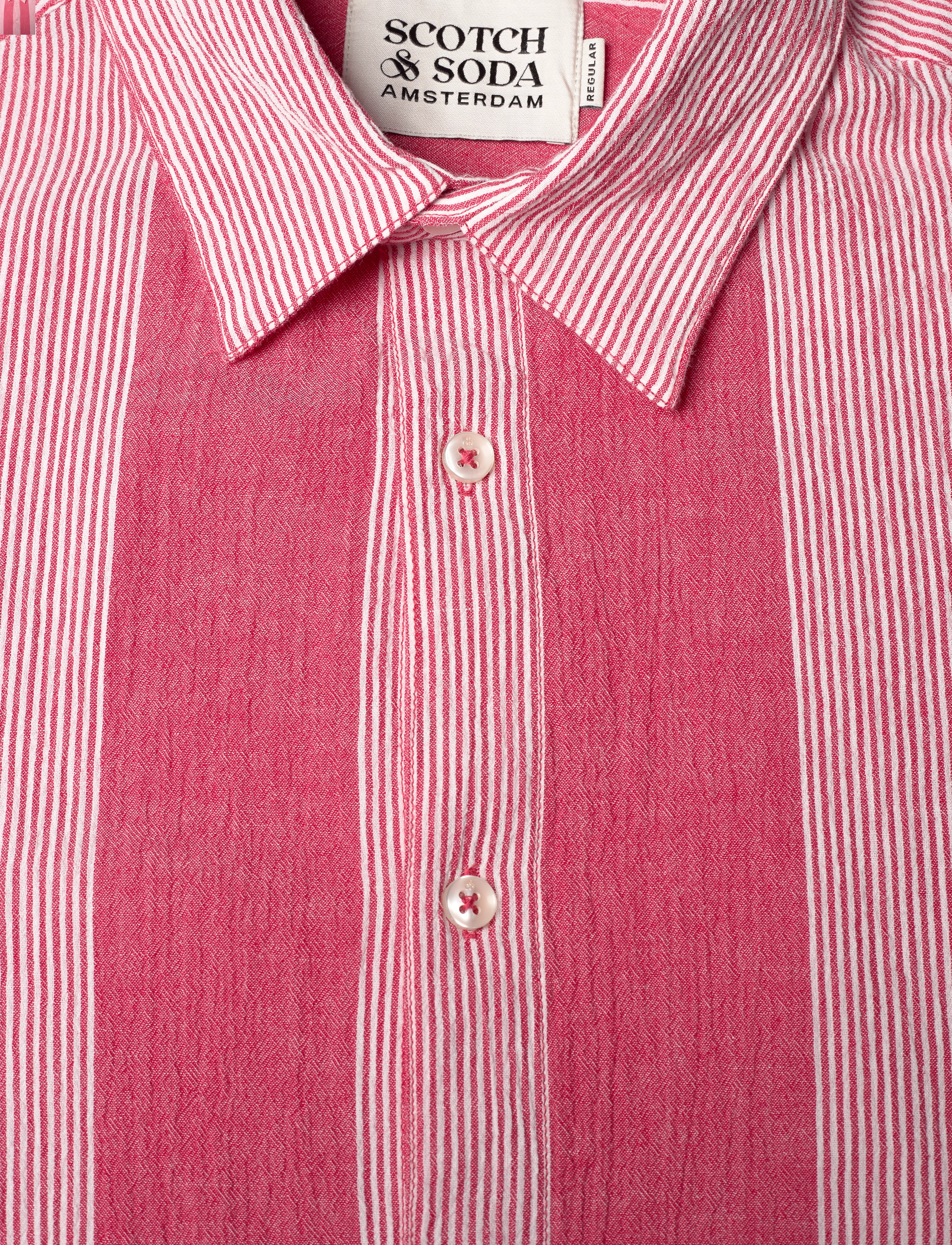 Scotch & Soda - Crinkled-stripe regular fit shirt - gestreifte hemden - roadside red stripe - 2