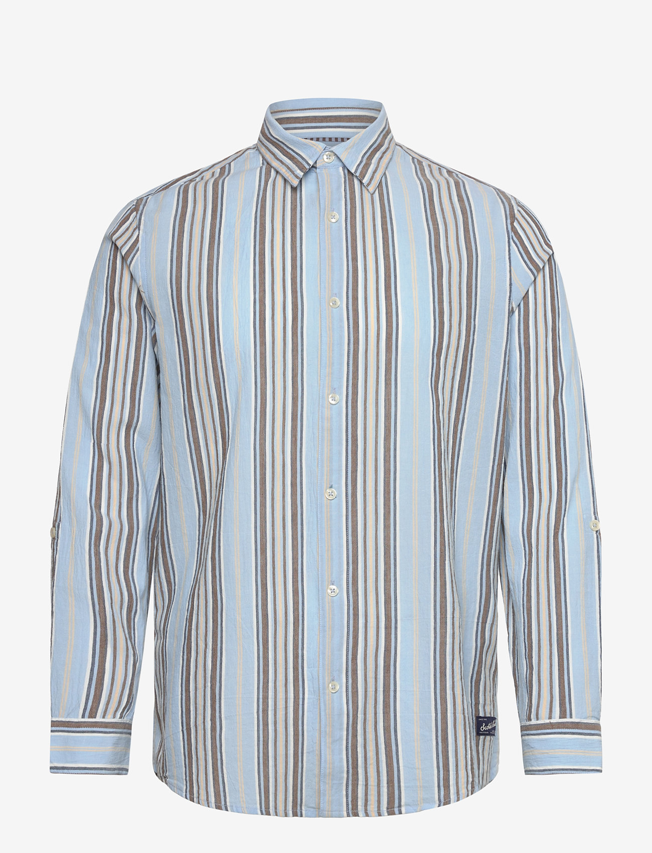 Scotch & Soda - Crinkled-stripe regular fit shirt - triibulised särgid - soft camel stripe - 0