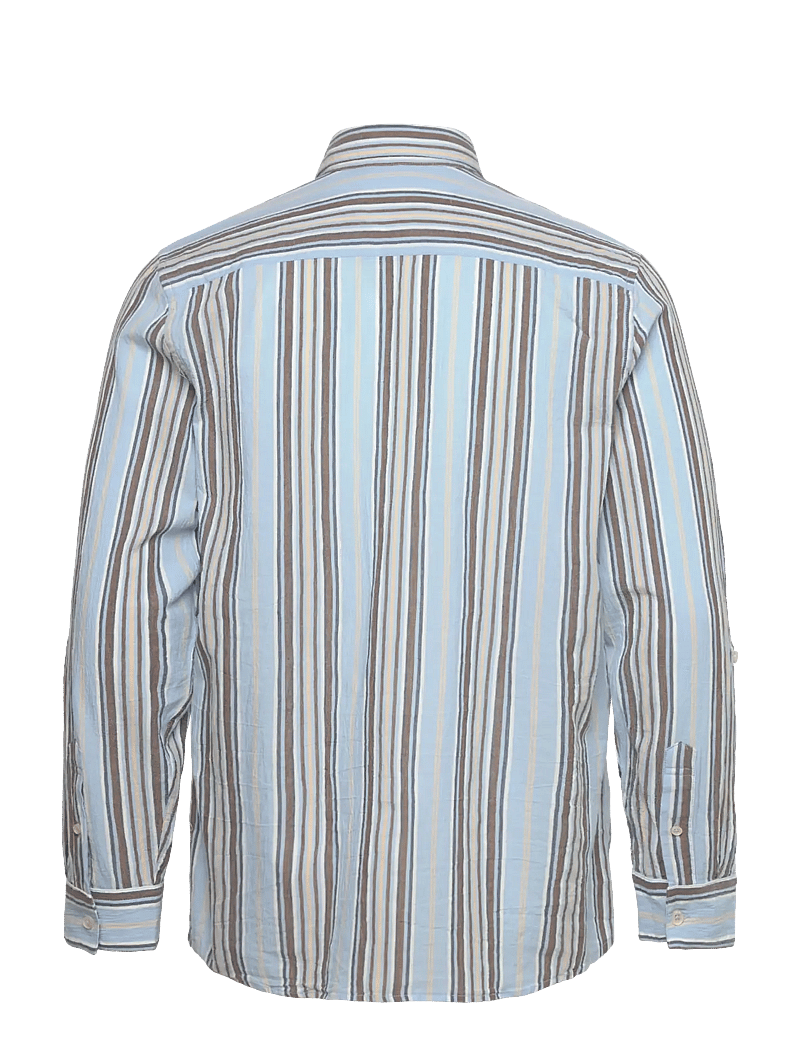 Scotch & Soda - Crinkled-stripe regular fit shirt - stribede skjorter - soft camel stripe - 1