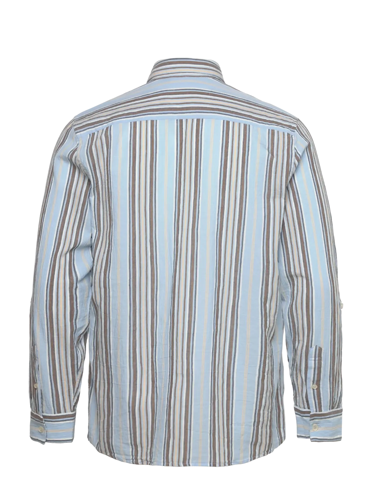 Scotch & Soda - Crinkled-stripe regular fit shirt - stribede skjorter - soft camel stripe - 1