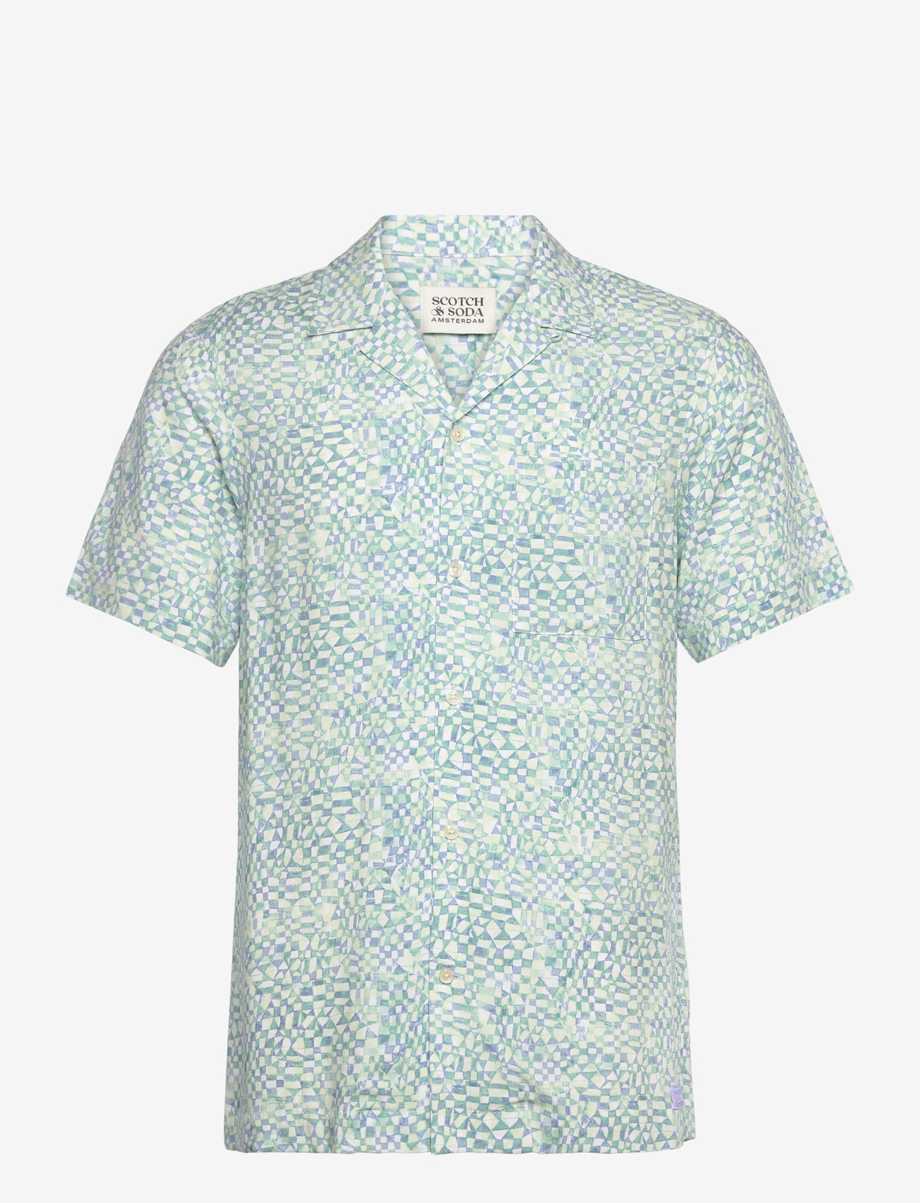 Scotch & Soda - AOP short-sleeved regular fit viscose shirt - kurzarmhemden - luna ditsy green aop - 0